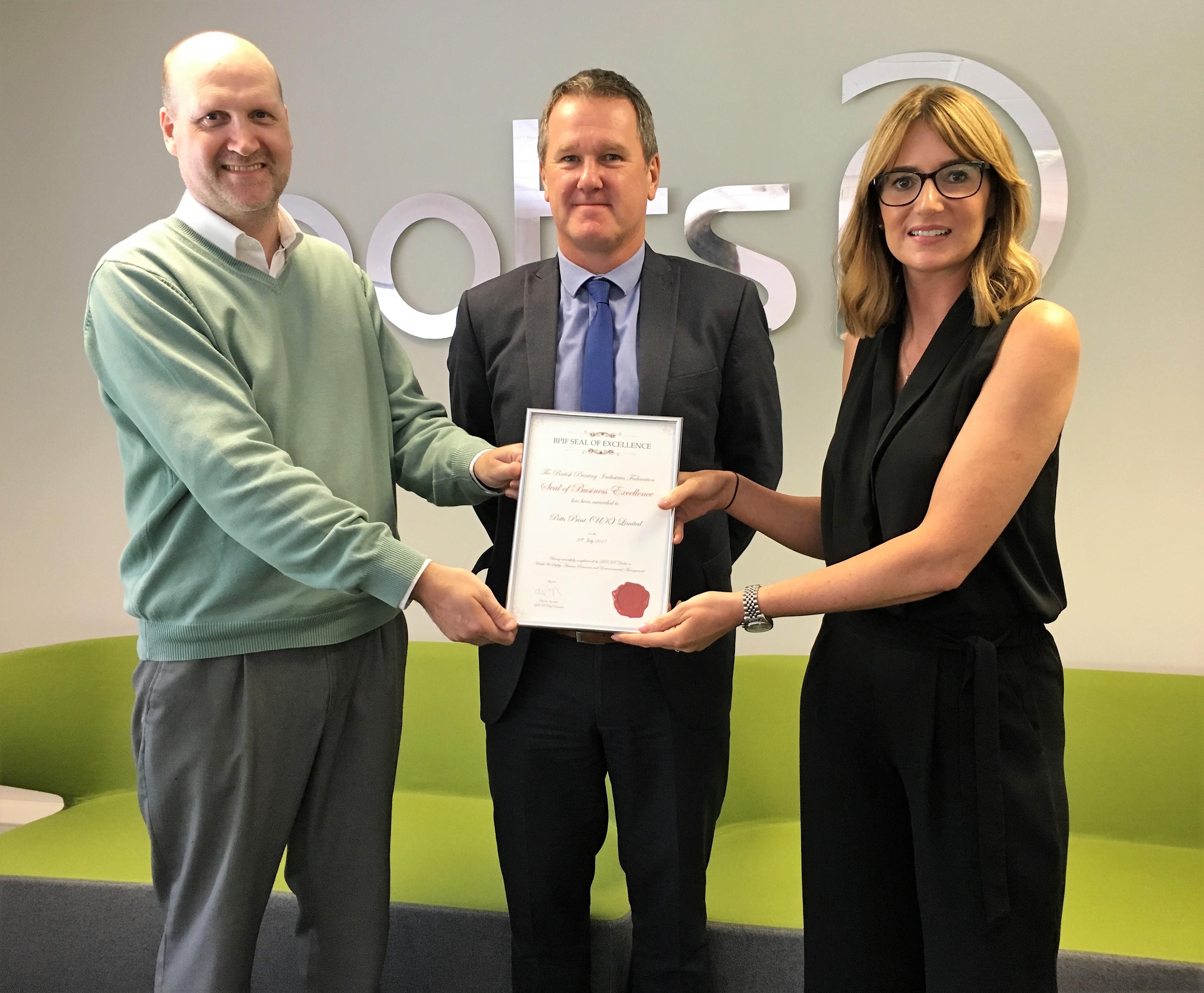 Potts Print (UK) Ltd awarded BPIF Seal of Business Excellence